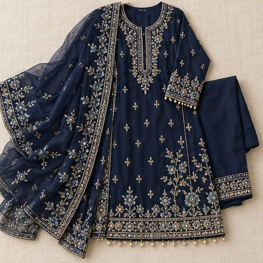 Navy embroidered casual outfit